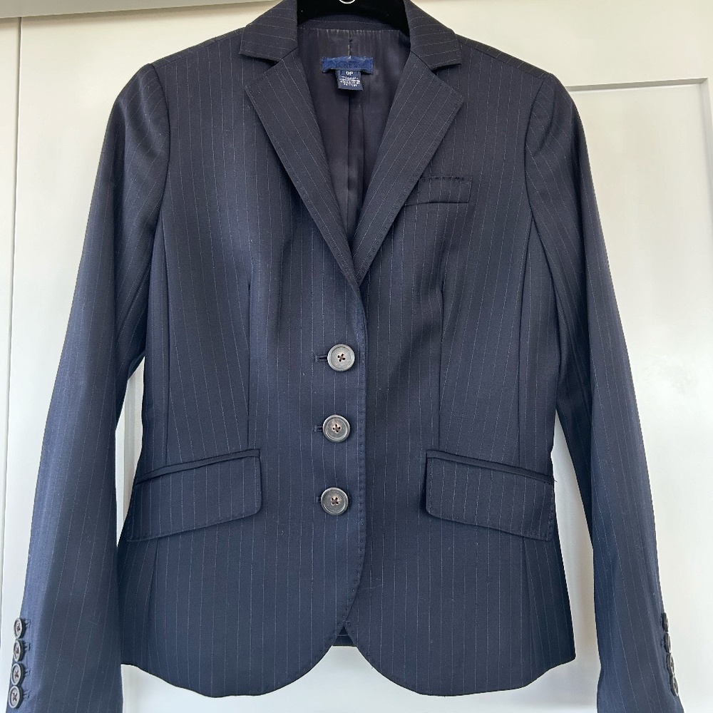 J. Crew Super 120s Wool Blue Pinstripe Suit Jacket Blazer 0P